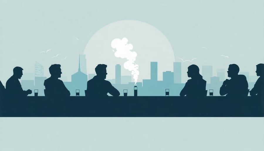 A group of professionals discussing sustainable vaping initiatives in a collaborative setting